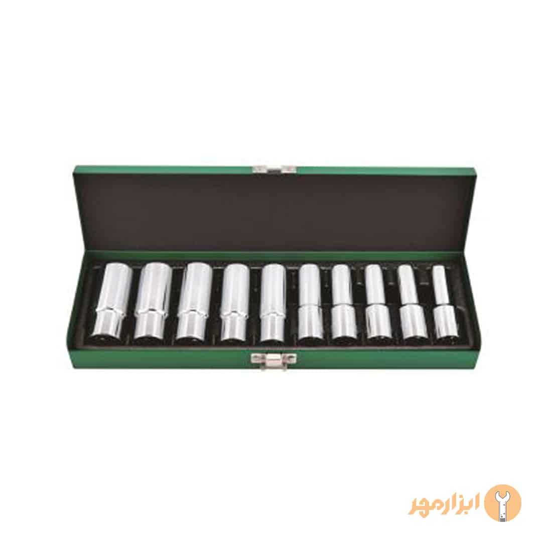 جعبه بکس 10 پارچه 1/2 درایو 6 پر بلند تاپ تول مدل GAAD1011 جعبه بکس 10 پارچه 1/2 درایو 6 پر بلند تاپ تول مدل GAAD1011