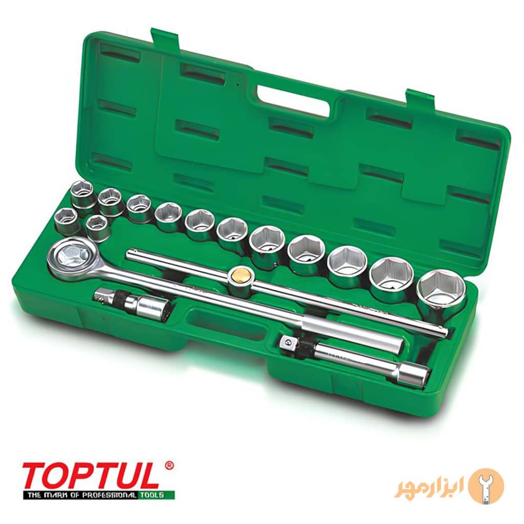 جعبه بکس 17 پارچه 3/4 درایو 6 پر تاپ تول (TOPTUL) مدل GCAI1701