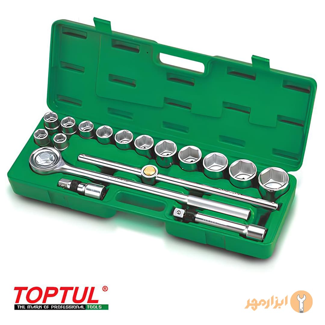 جعبه بکس 17 پارچه 3/4 درایو 6 پر تاپ تول (TOPTUL) مدل GCAI1701