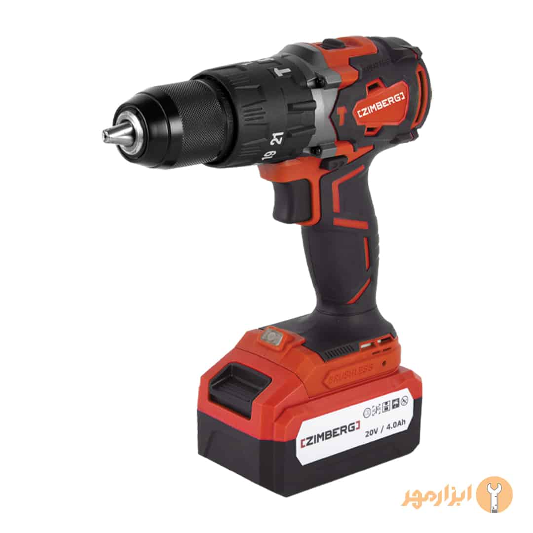 دریل پیچ گوشتی شارژی براشلس 20 ولت زیمبرگ مدل PZB-3204