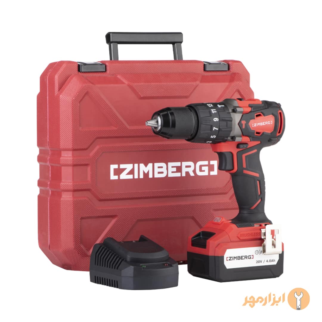 دریل پیچ گوشتی شارژی براشلس 20 ولت زیمبرگ مدل PZB-3204